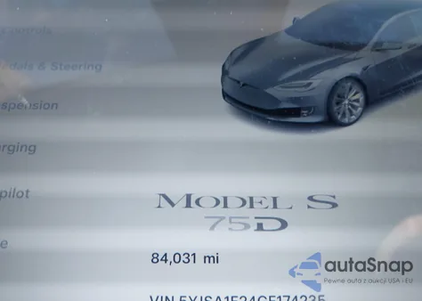 2016 Tesla Model S 60D/70D/75D/85D/90D z USA, uszkodzony, nr VIN 5YJSA1E24GF174235